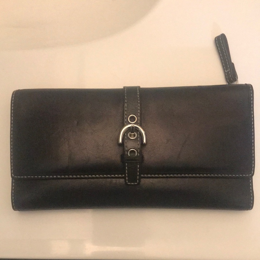 VINTAGE COACH BLACK LEATHER SIGNATURE C LINING WALLET